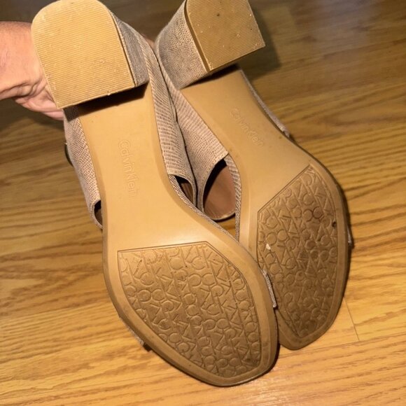 CALVIN KLEIN Cirella Women’s Nude Block Heel Dress Sandal Mule Size 7.5 - Picture 5 of 8